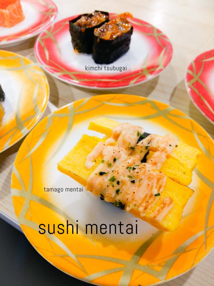 Sushi Mentai Tamage Mentai Kimchi Tsubugai